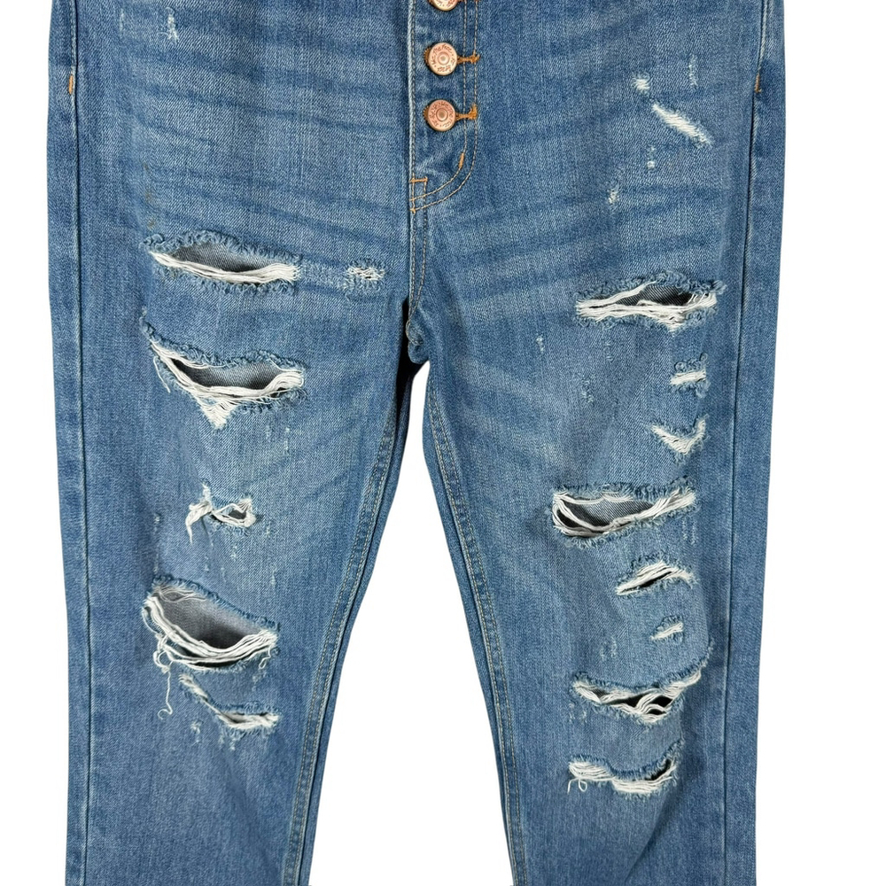 Free People We The Free Distressed High Rise Button Fly Jeans Cotton Size 25 - Picture 4 of 10